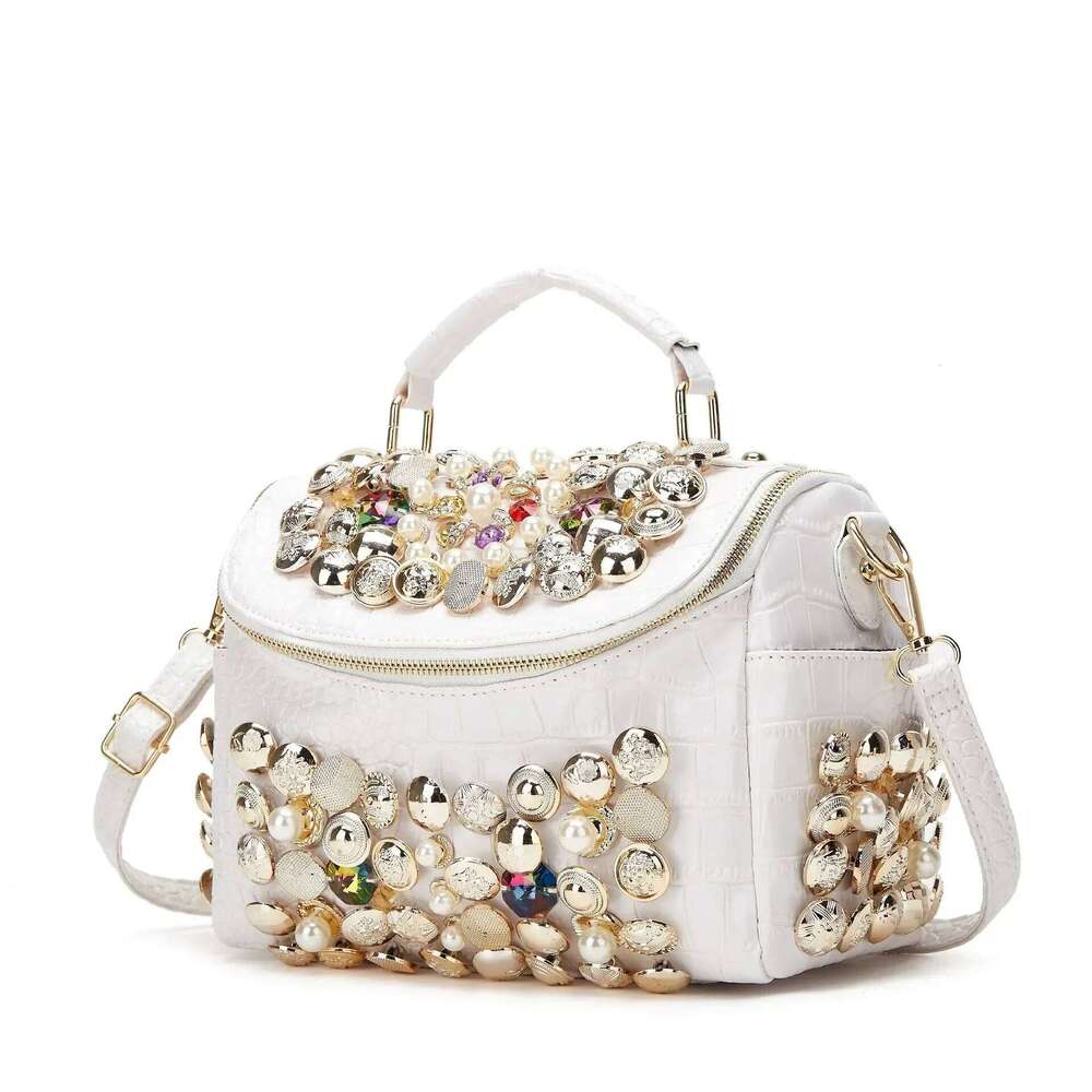 Women's Bags Designer Ladies' Fashionable And Elegant Pearl Decorated Handbag With Large Capacity Crocodile Pattern Shoulder Bag