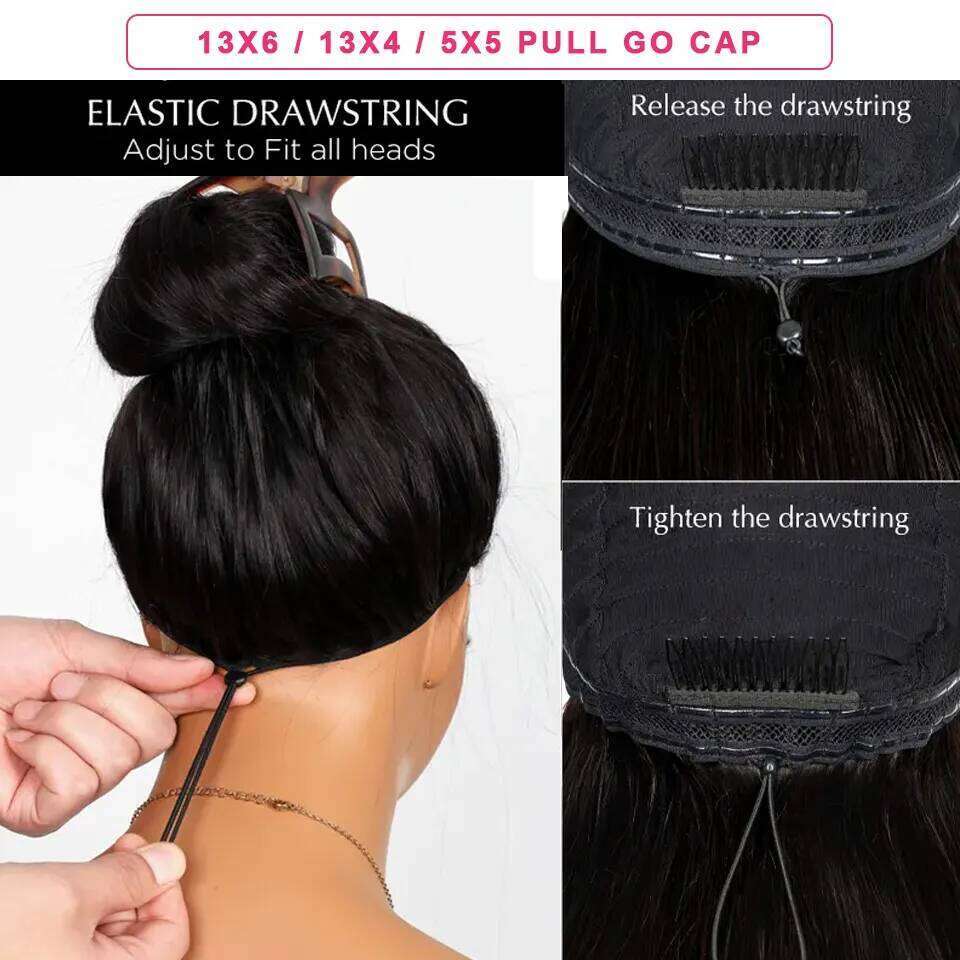 Body Wave Invisi Strap 360 Full Human Hair 5x5 Glueless Pull Go Wigs with Elastic Drawstring 13x6 HD Lace Frontal Wig