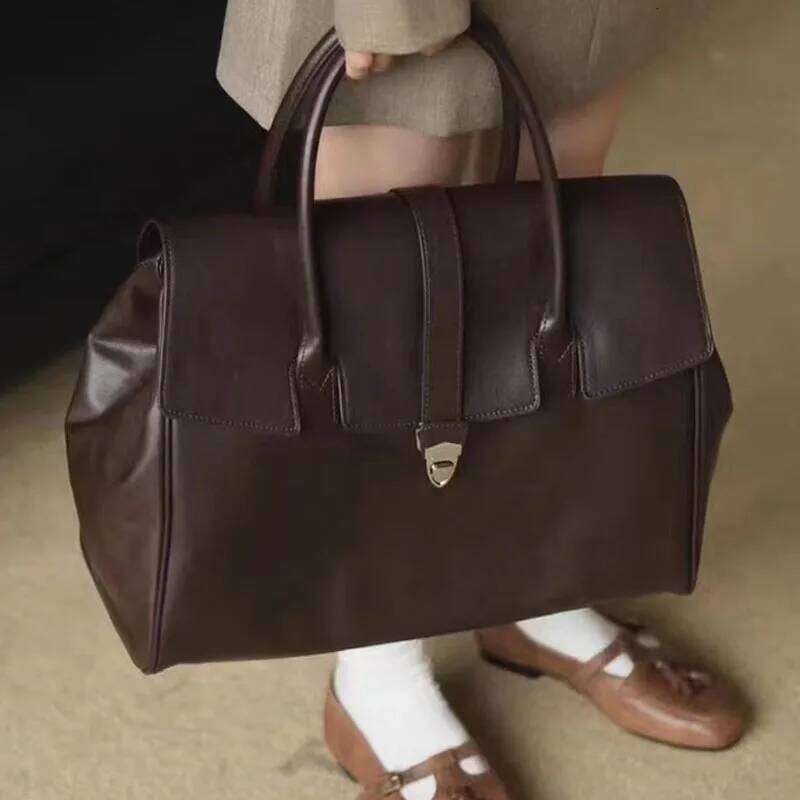 Retro Genuine Leather Tote 2025 New Top Layer Cowhide Large Capacity Briefcase Commuting Women's Bag