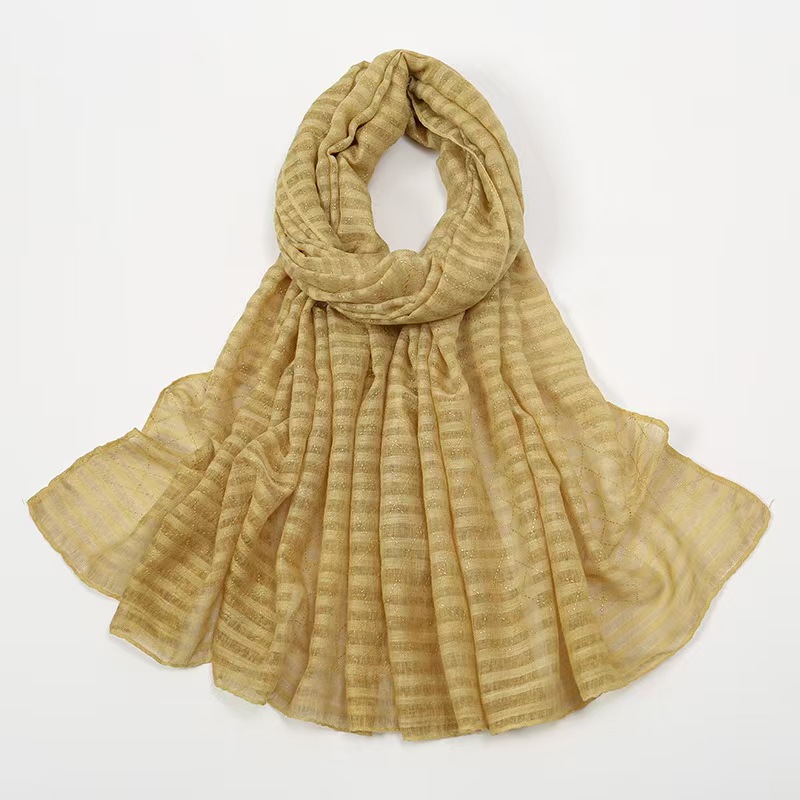 T808 Bali silk gold-stamping plaid scarf long scarf female popular solid color women's headscarf