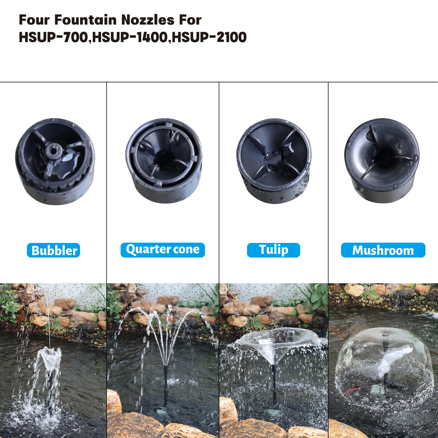 (HSUP-700F) Submersible Water Pump With Fountain Jets - Pond Pump - Submersible Pump - Water Fountain Pump - Aquarium Pump
