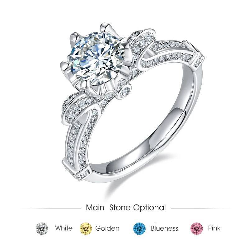 GEM'S BALLET 585 14K 10K Gold Sier 1Ct D Color Antique Style Round Moissanite Engagement Ring For Women Wedding