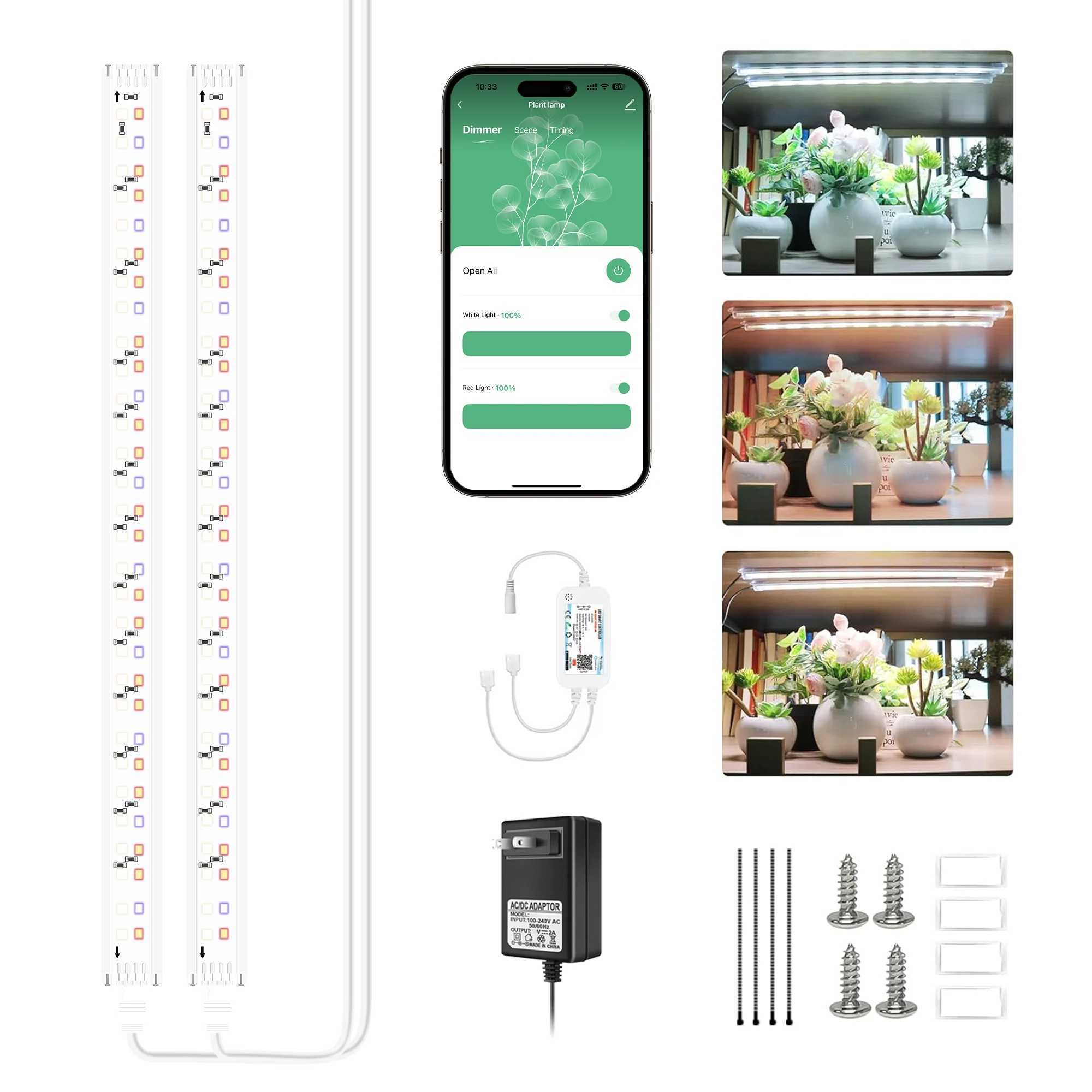 12VTUYA Remote Control Three Color Adjustable Full Spectrum LED Indoor Plant Growth Lamp Can Be Timed DIY Lighting Seed StartXJ250526