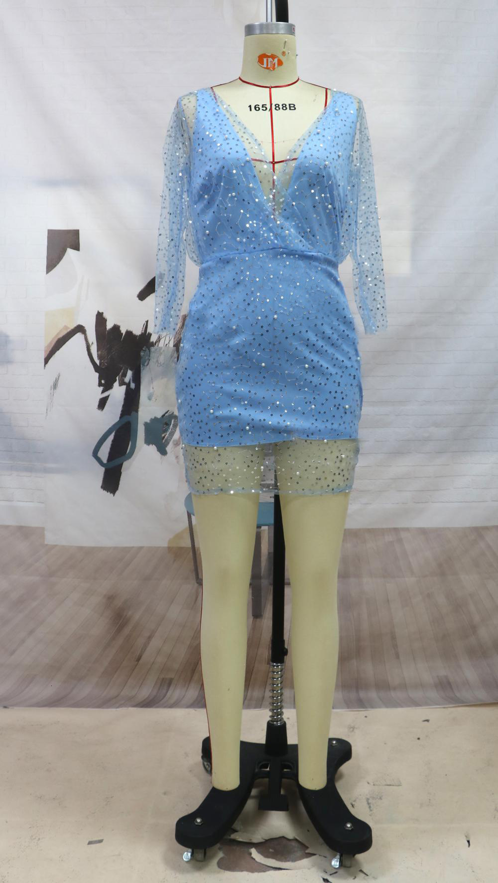 S4195 Autumn and Winter New Long Sleeve Sexy V-Neck Wrapped Hip Dress Fashion Pencil Skirt