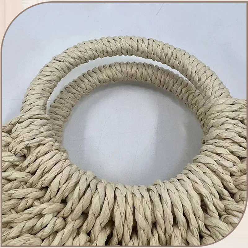 Handwoven Straw Rattan Half-Moon Beach Handbag Large Capacity Women Summer Hollow tote Outdoor handbags W250524