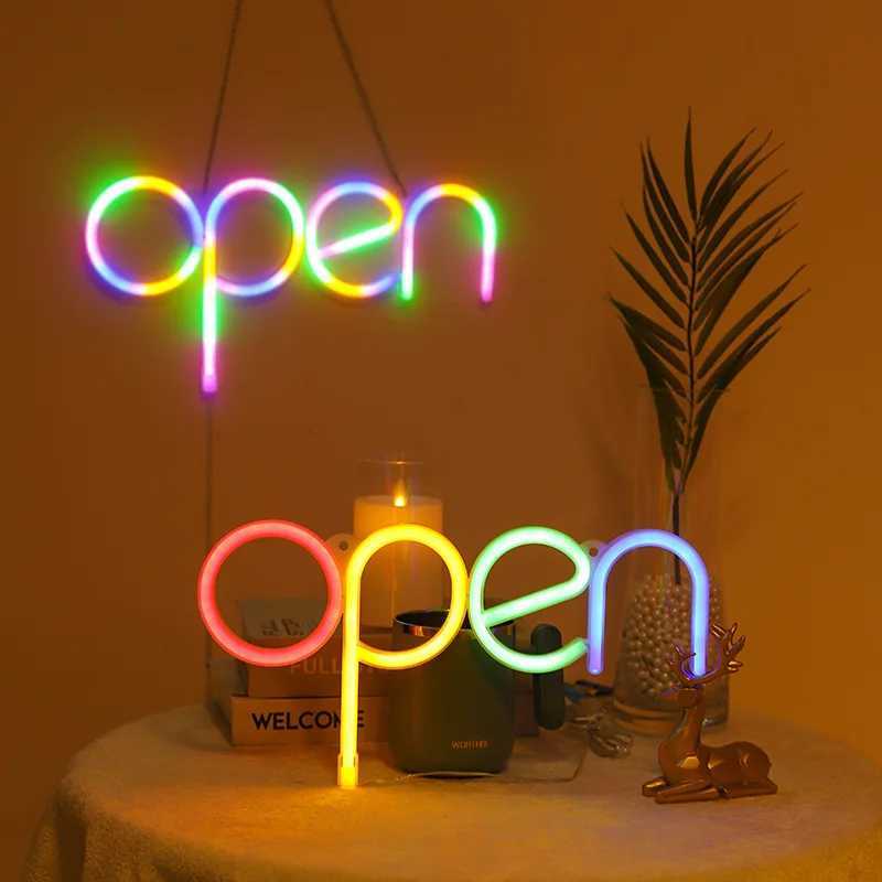 OPEN Letters Neon Sign Lights USB/Battery Powered LED Bar Light for Bedroom Room Decoration Gift Night Light Party Holiday N10 W250526