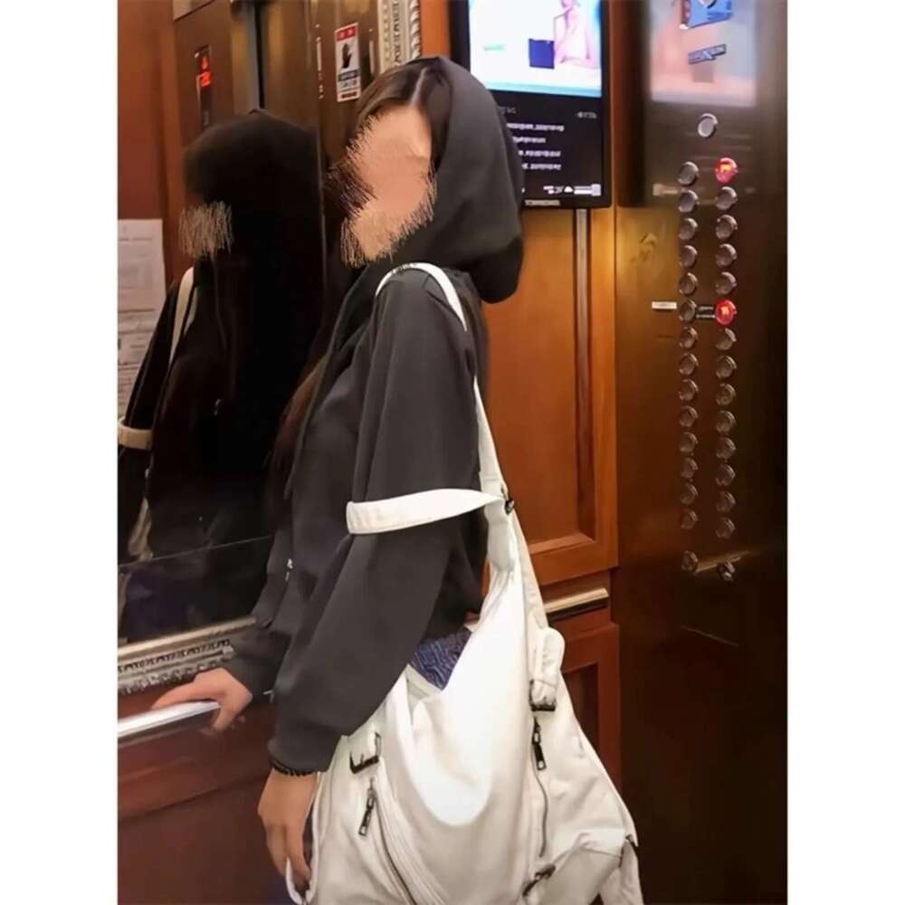 MBTI Vintage Womens Shoulder White Korean Popular Fashion Tote Bag Large Capacity Solid Color Y2k Female Casual Backpacks