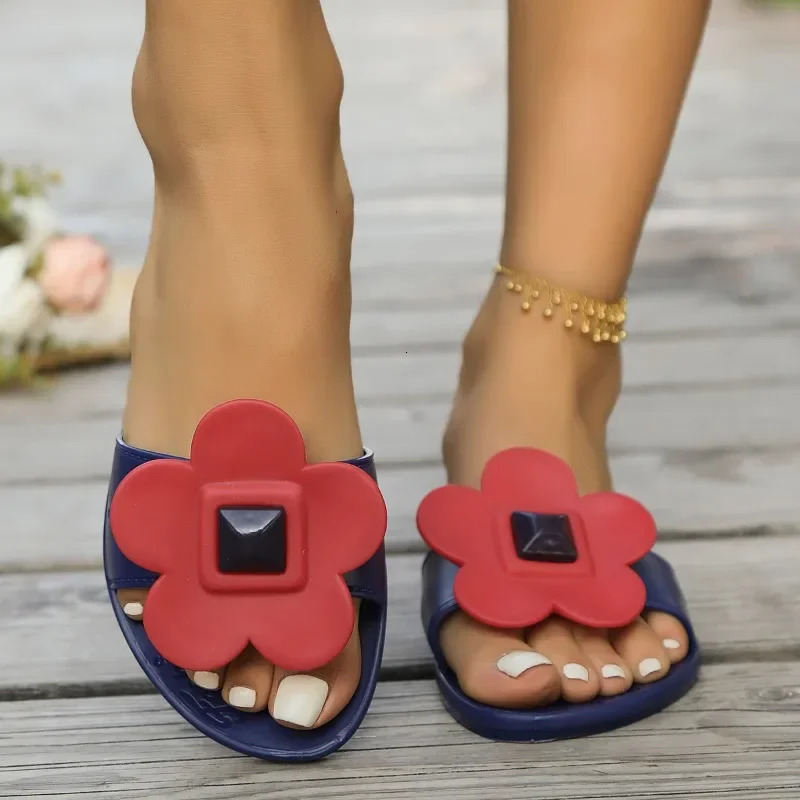 Womens Summer Slippers Cute Shoes Sweet Flowers Beach Home Bathroom Flats Elegant Sandals on Sale ner Plastic 250526