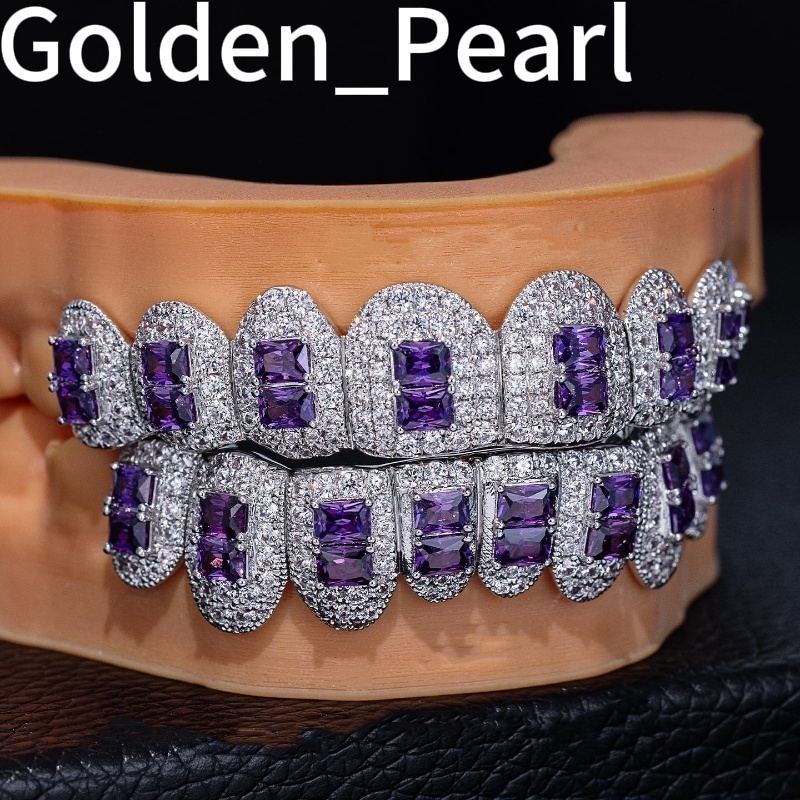 Custom Made Dental Grills Iced Out 925 Sterling Silver Jewelry Zigzag Setting Multi Color Vvs Moissanite Diamonds Teeth Grillz