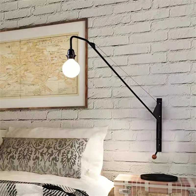 Potence Wall Lamp Loft American retro pipe light bedside Long arm swing lighting E27 artists decor kitchen wall decor lightXJ250526