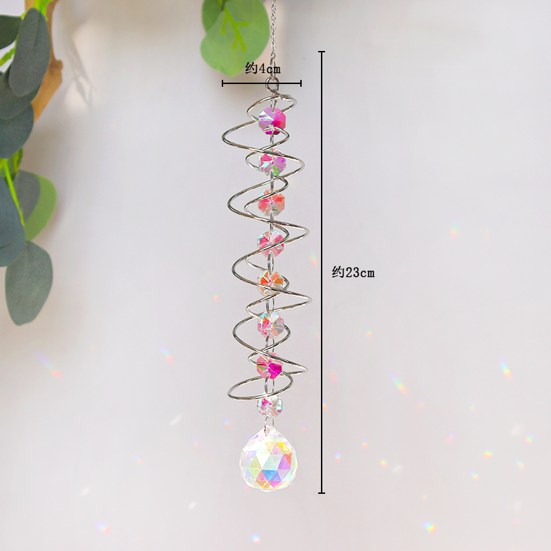 Spiral Wind Spinner Suncatcher Crystal Ball Wind Chimes Rainbow Maker Swivel Hook Garden Decor