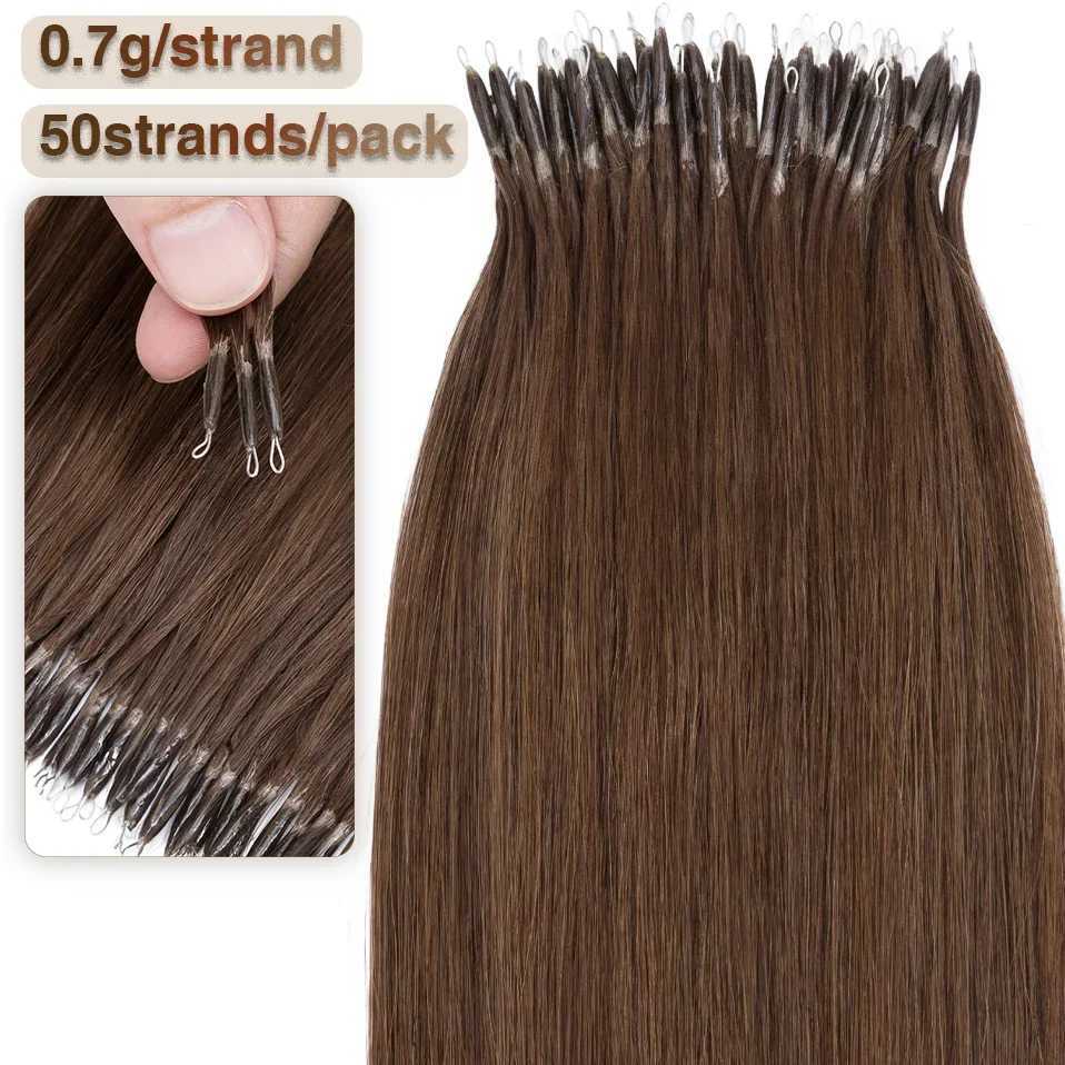 S-noilite Human Hair Micro Links Hair Extensions 0.7g/strand Nano Rings 50pcs Nano Bead Prebonded 18-24inch Straight Blonde Hair S25526