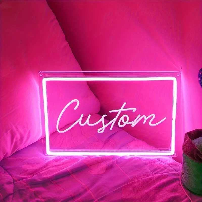Custom LED Neon Sign Personalized Round Pink Wall Art for Bedroom Home Decor USB Powered Wedding Decoration Personalized Light W250526