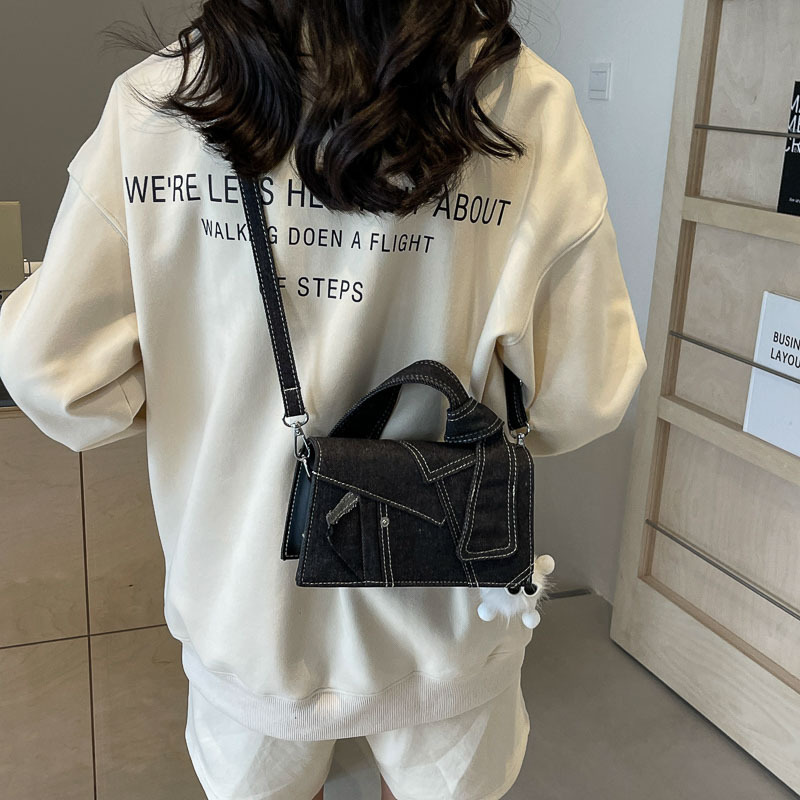 Brand Quality Style Niche Design Denim Handheld Women 2024 Versatile Diagonal Straddle Fashion One Shoulder Commuting Small Square Bag Free Delivery D