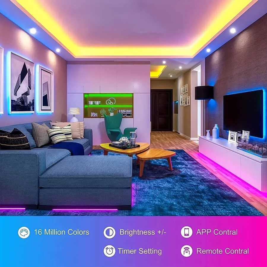 5m LED light strip Bluetooth APP control remote USB plug RGB light strip for TV backlight party festival room decoration W250526