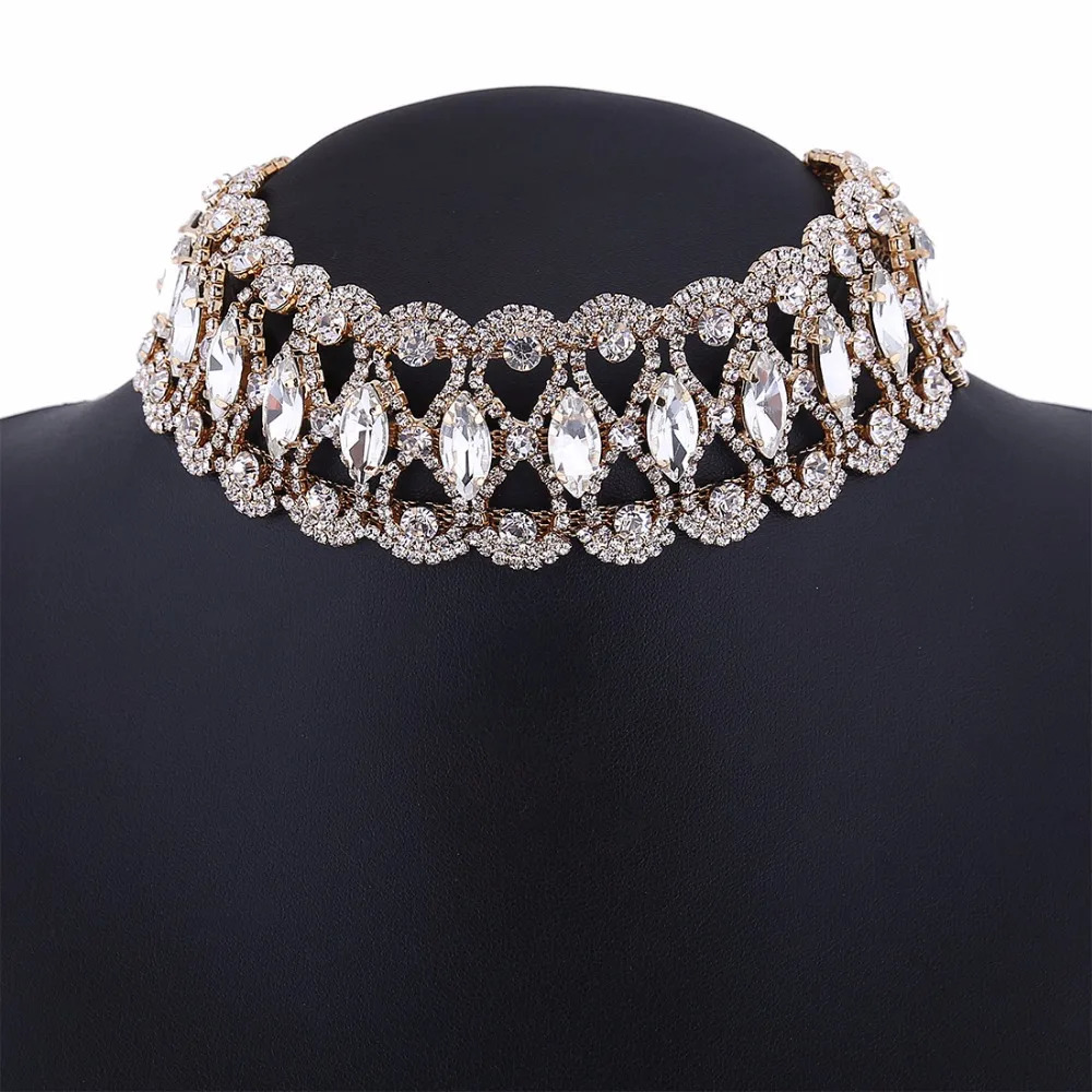 Rhinestone Choker Necklace Statement Necklaces For Women Big Fashion Necklace Collar Party Chunky Necklace Collier Bijoux 250519