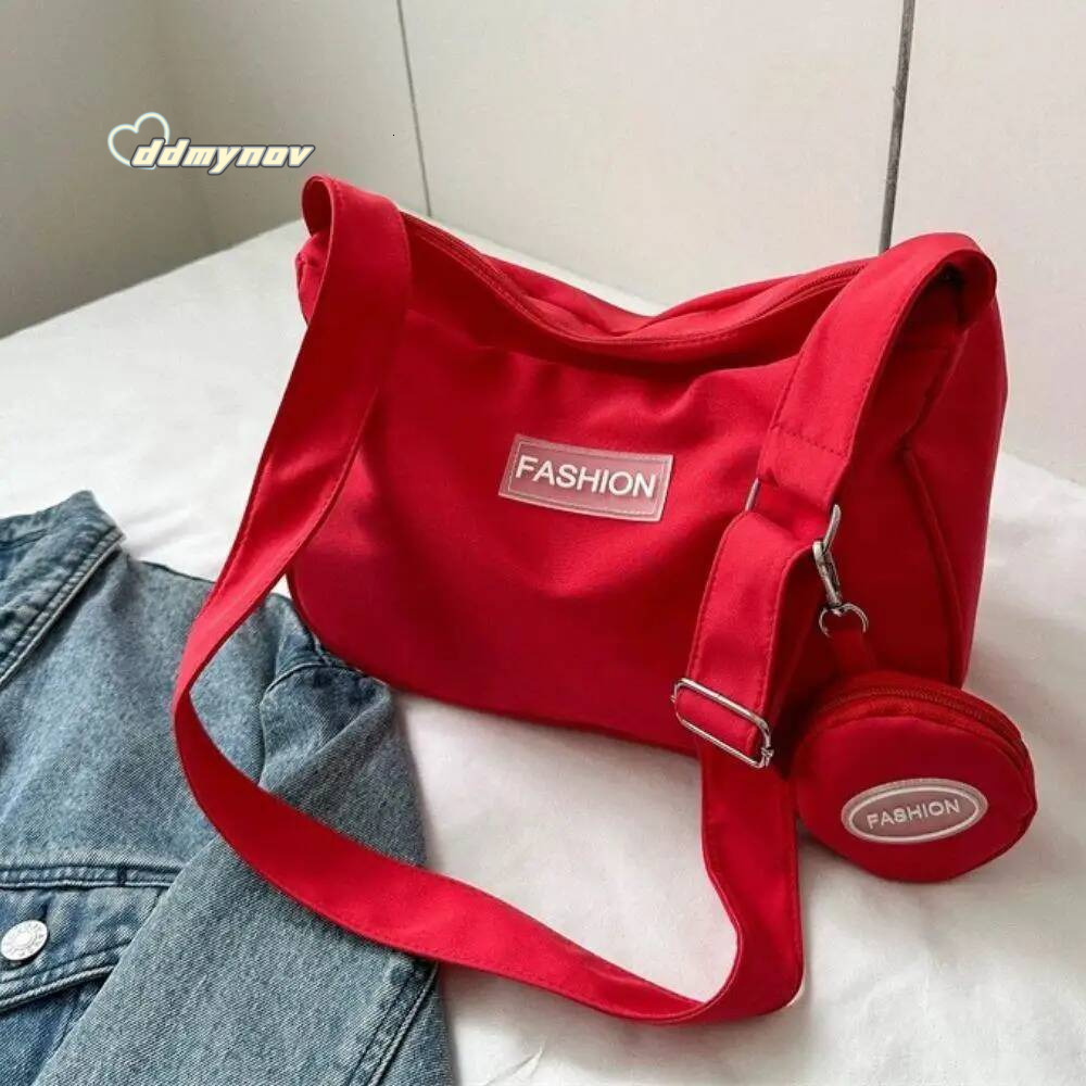 Haruku Style College Crossbody Solid Color Large Capacity Shoulder Bag Oxford Fashion Designer Handbag With Coin Purse New ddmynov