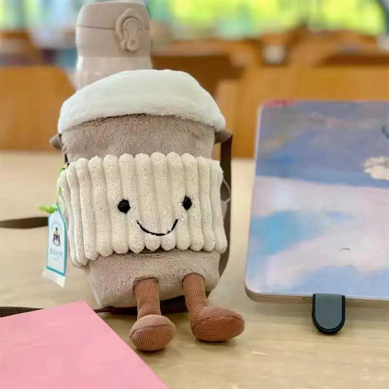Replica Cartoon Coffee Milk Tea Bag Accompanying Cups Crossbody Bags Pendant Plush Toy Keychain Dolls Plush Female Bags XJ250524