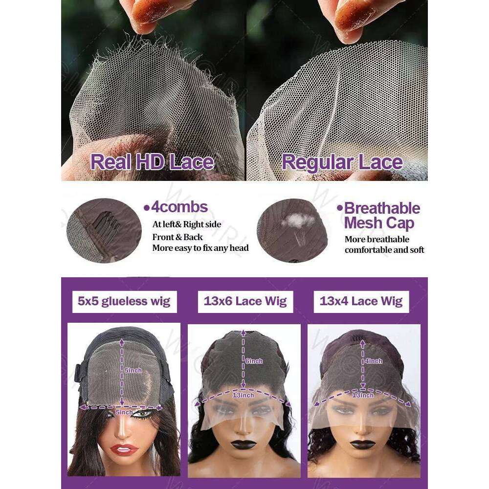 Wigirl 13x6 HD Front Body Brazilian 13x4 Lace Frontal Human Hair Wigs Water Wave Wig For Women