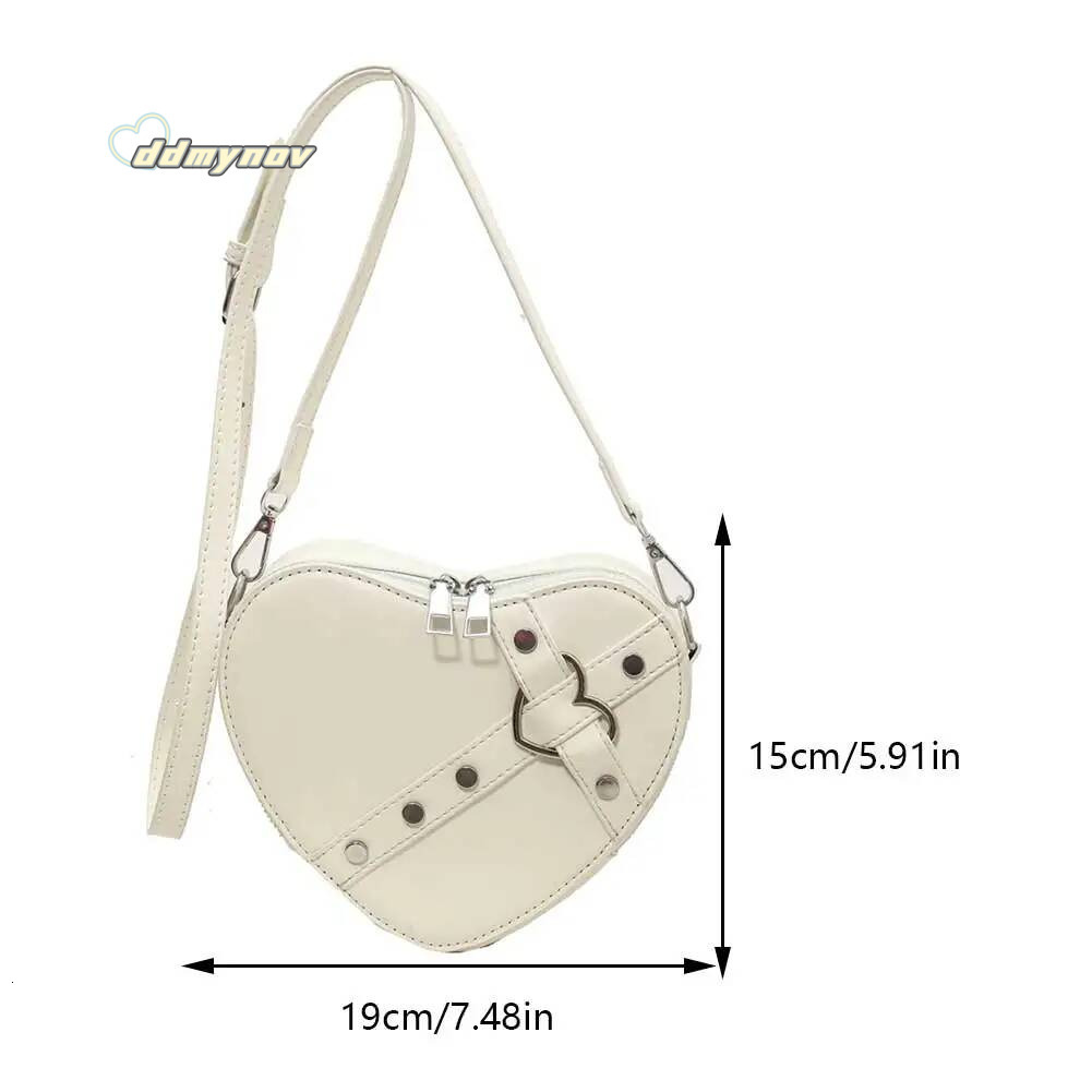 Women Heart Crossbody Bags PU Leather Simple Satchel Solid Color Adjustable Strap Girls Dating Bag ddmynov