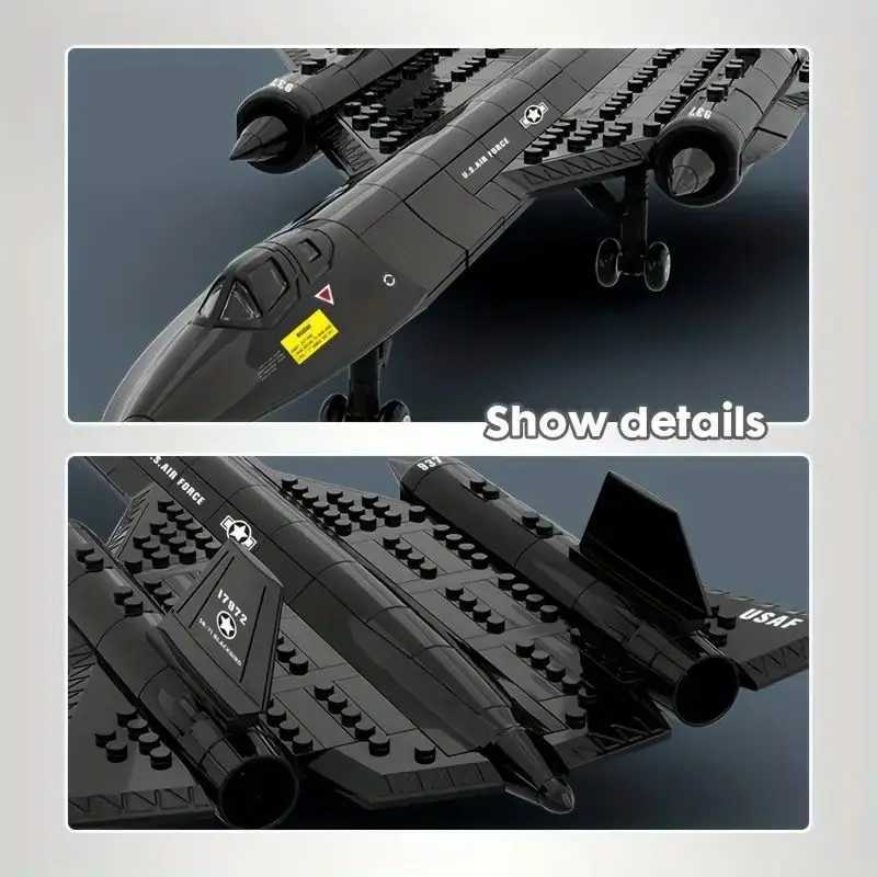 Military SR-71 Blackbird reconnaissance aircraft space building blocks small particle puzzle assembly toy M250526