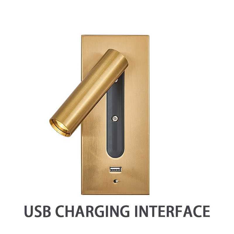 Indoor Wall Lamp with USB Charging Bedroom Decoration and Reading lighting 3W 85-265V Hotel Headboard LED Embedded Wall lampXJ250526