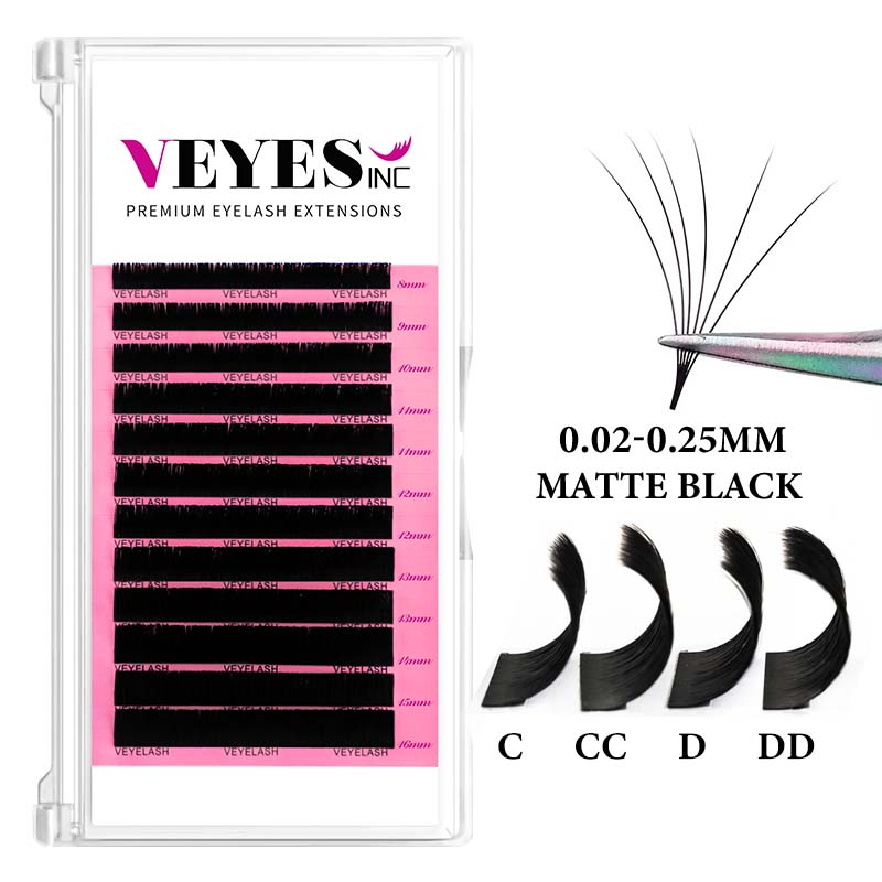 Veyes Cashmere Individual Matte Black Eyelash Extension Trays Cruelty Vegan Supplies Wholesale Volume Eyelash Extension