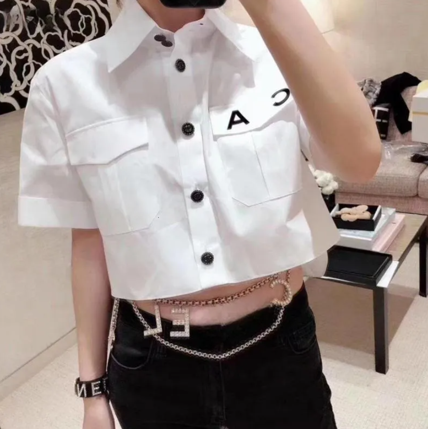 women shirt designer blouse womens fashion solid color letter print graphic short sleeve shirts casual simple thin cardigan coat Asian size S-XXL gift