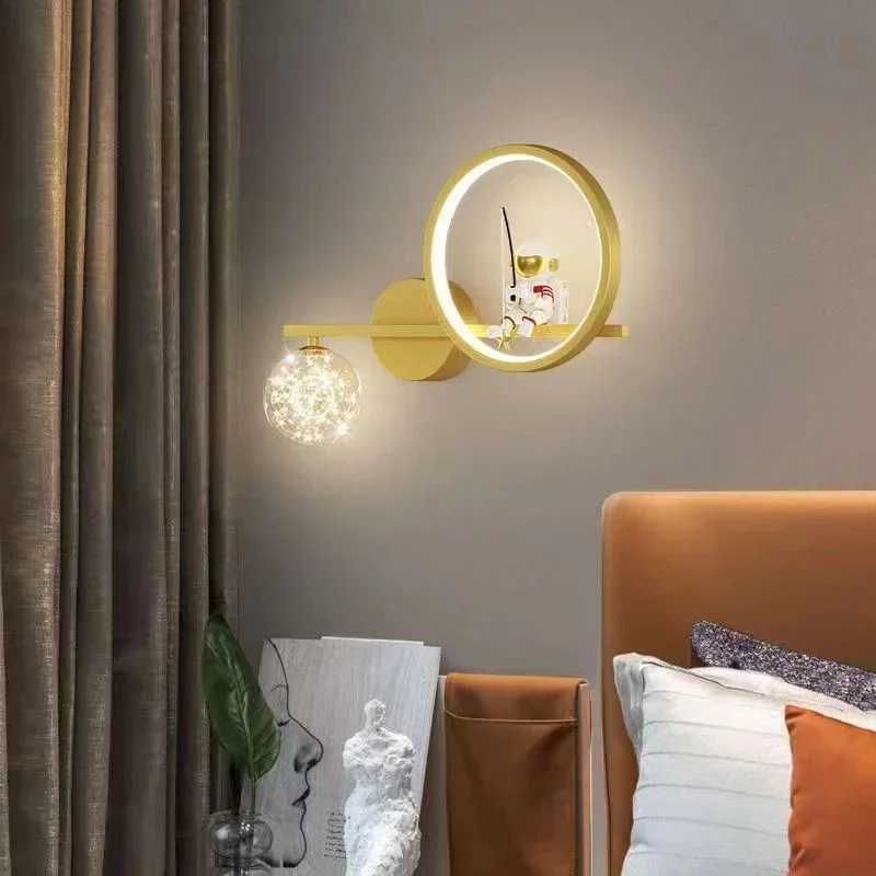 Childrens Room Bedside Creative Astronaut LED Wall Lamp Night Light Space Decor Living Room Bedroom Background Wall LightingXJ250526