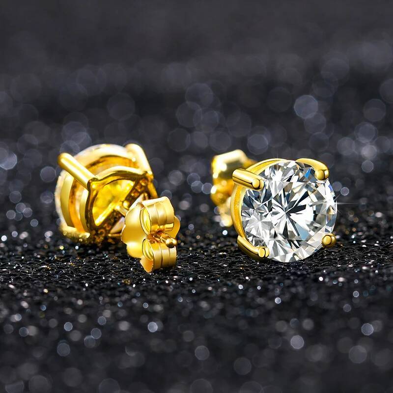 0.1-2 Carat D VVS Solitaire Moissanite Stud Earrings For Women Men Solid Sterling Sier Sparkling Wedding Birthday Jewelry