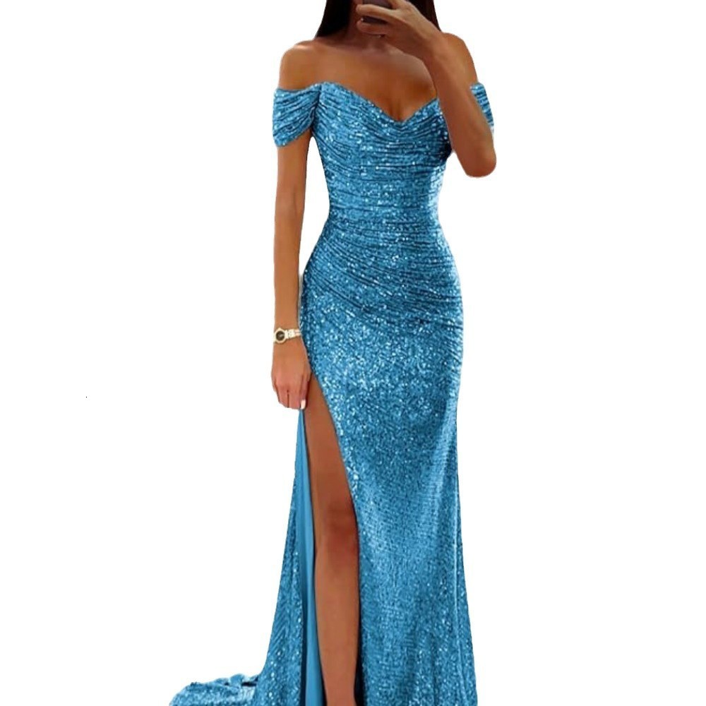 Plus Size Ombre Bib Neck Cold Shoulder Mermaid Dress 250520