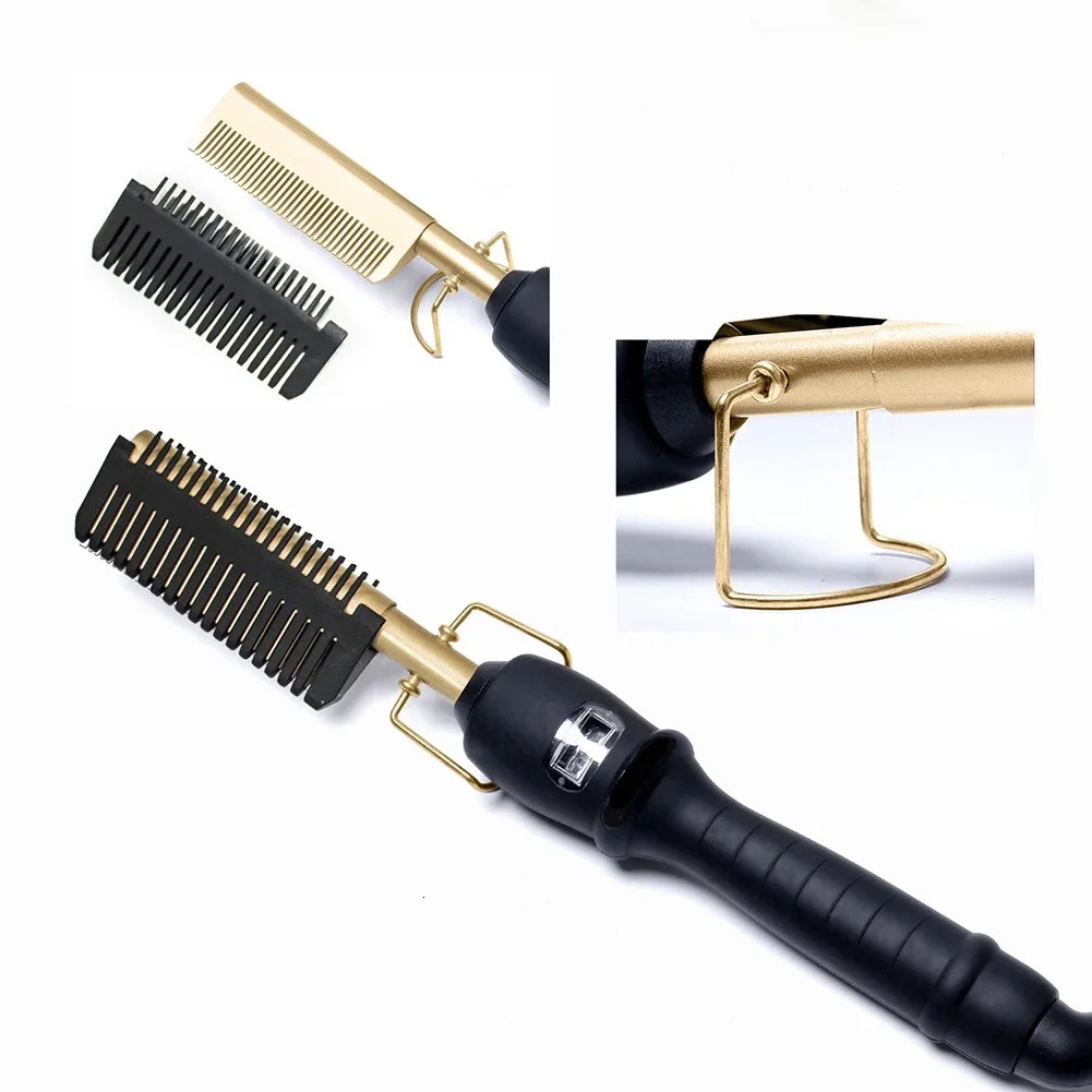 Hair Iron Straightener LCD Comb Wet And Dry Use Heating Comb Electric Environmentally Friendly Alloy Curler Iron 250520