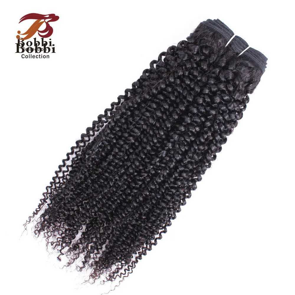 1 Bundle Kinky Curly Human Hair Weft Lace Closure Frontal 10-32 inch Natural Color Remy Hair Weave Extension Bobbi Collection S25526