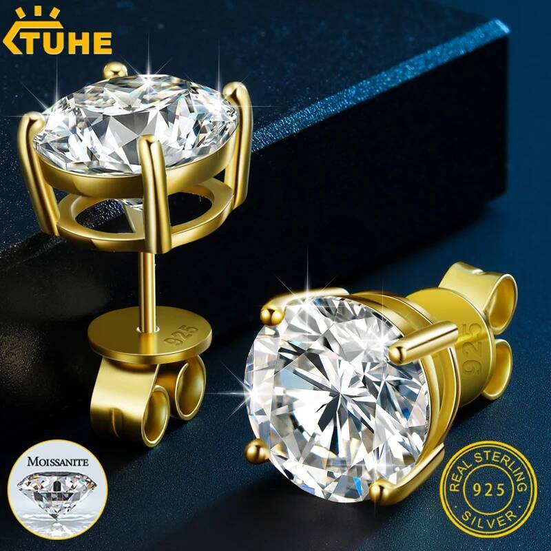 Classic Round Moissanite Earring Top Quality 100% Sterling Sier For Women Men's Jewelry Fashion Earrings Engagement