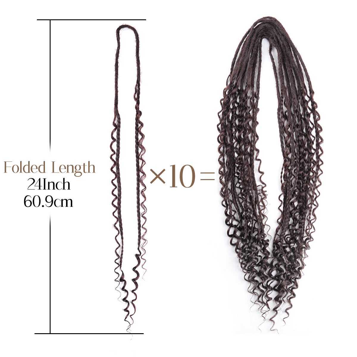 Synthetic Dreadlock Extensions Handmade Crochet Braids Hair 24Inch Synthetic For Black Women 10Strands Rae Hair Hip-Hop Braid S25526