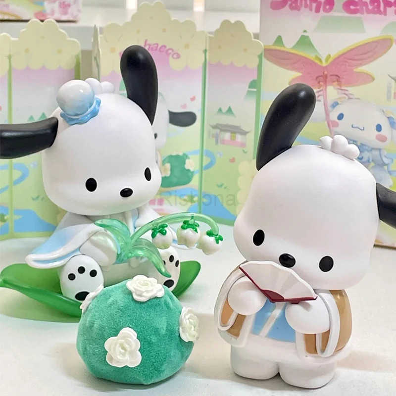 Sanrio Miniso Blind Box New Rhyme Flower Clothes Mystery Bag Kuromi Pochacco Cinnamoroll Cute Melody Action Figure Surprise Gift X250526