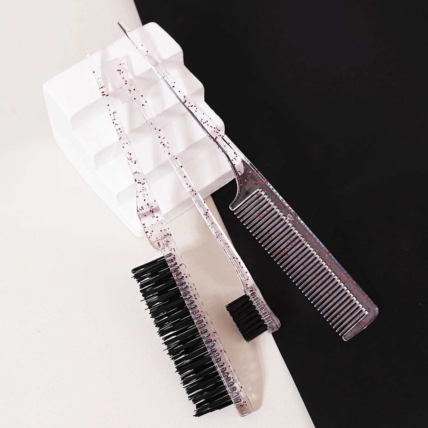 3PCS crystal hair comb set back brush tear style hair brush pointed tail comb suitable for thick and sparse hair care R250526