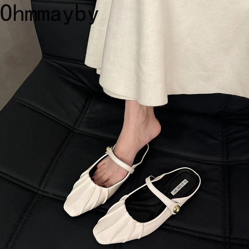 Spring Summer Women Mules Slippers Shoes Fashion Cover Toe Slip On Slides Casual Street Style Flats 250526