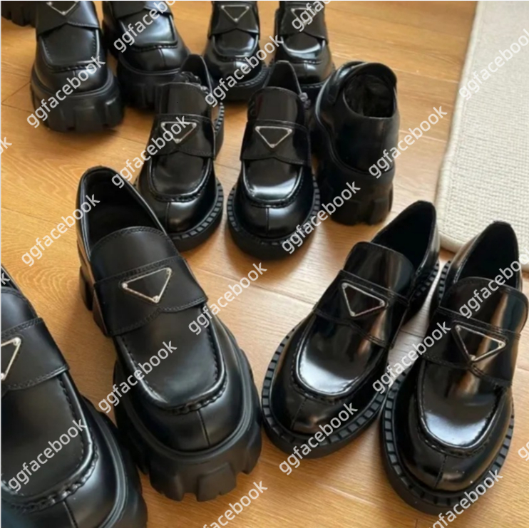 Designer Loafers Monolith Leather Brushed Designer Loafer Shoes Womens Slip On Women Oxford Chunky Rubber Luxury Lug Sole Platfrom Cowhide Dress Shoe Wedding