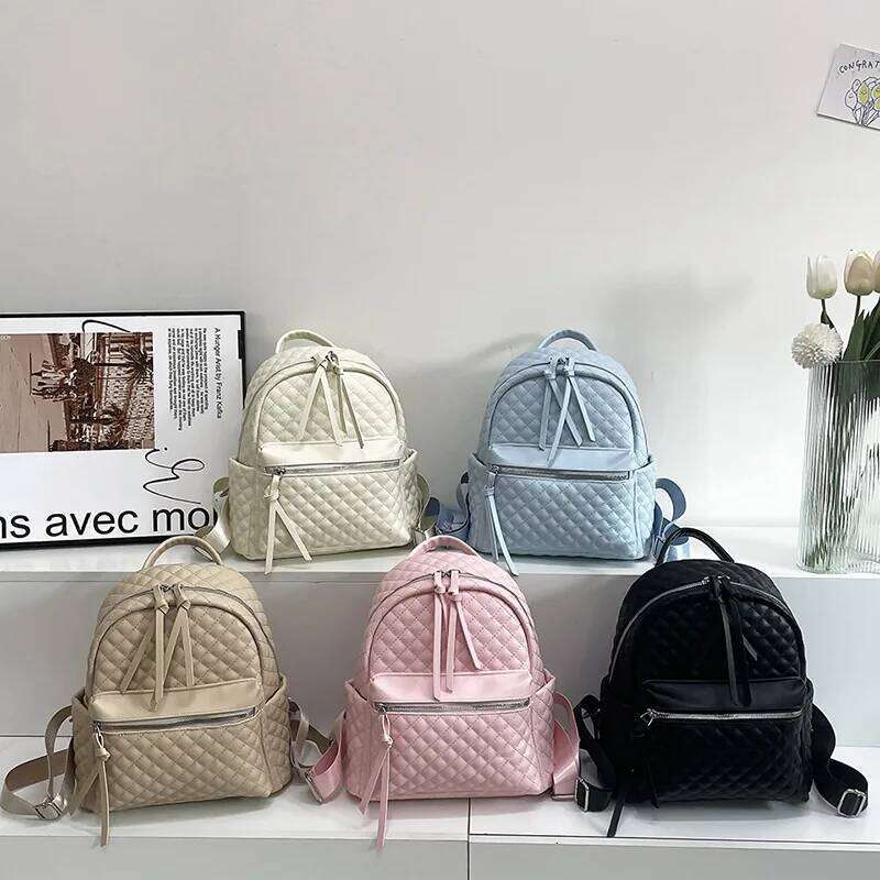 2025 New Spring and Summer Fashion Portable Korean Version of Student Schoolbag with All Lightweight Dia Check Backpack