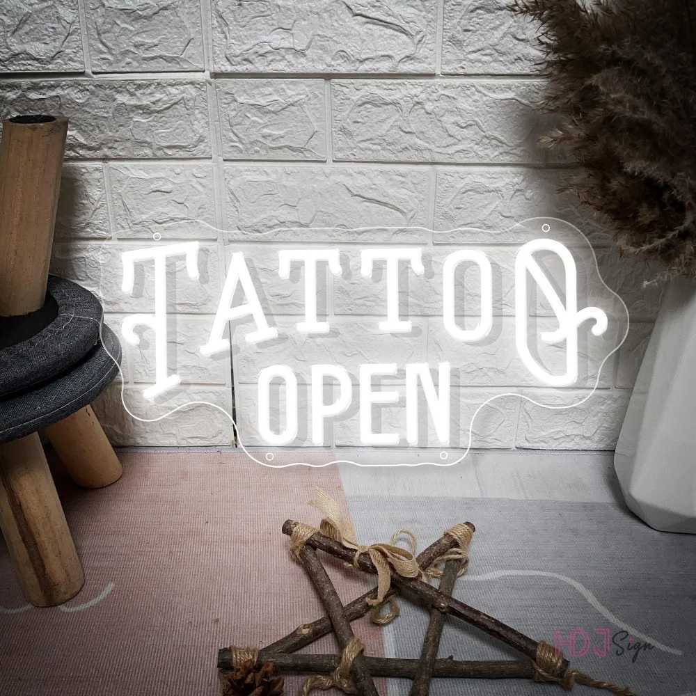 TATTO Open Neon LED Sign Tattoo Salon LED Neon Lights USB Room Wall Beauty Shop Decoration Tattoo Signs Neon Lamps Signboard W250526