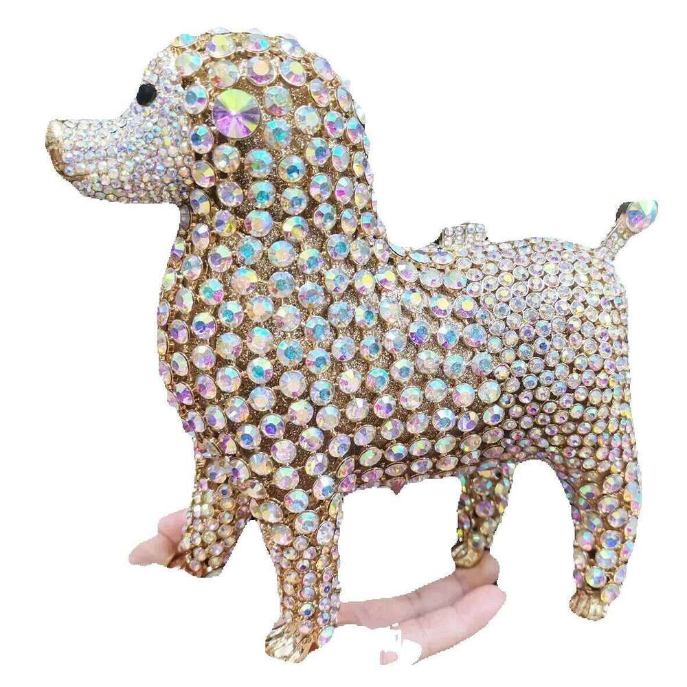 Designer Luxury Designer Luxury Poodles Designer Animal Crystal Clutch Evening Bags Lovely Golden Dog Wedding Women Party Purse Day Clutches Sm97