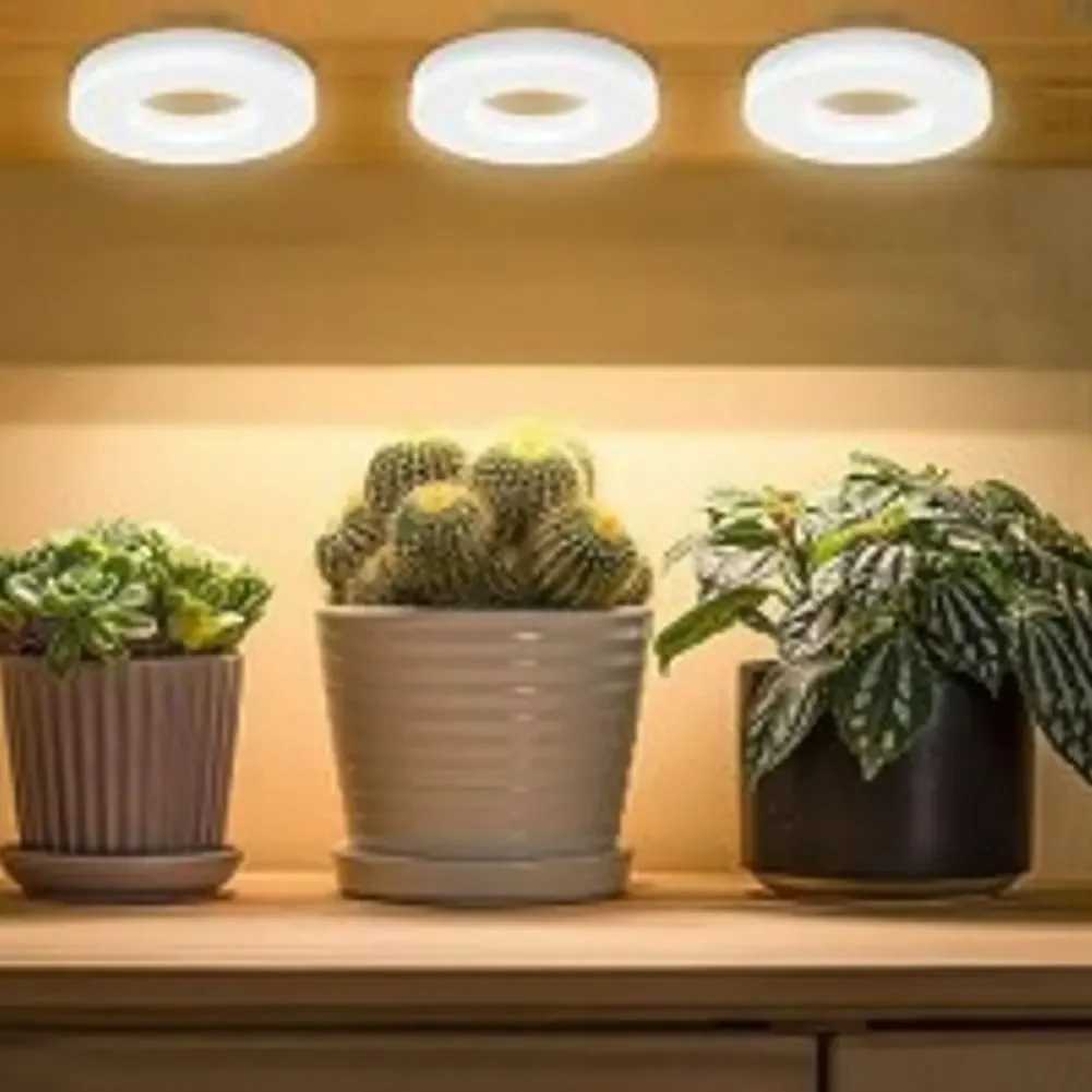 Full Spectrum Ceiling Grow Light 3/9/12H Timer LED Halo Plant Lamp Height Adjustable Under Cabinet Plant Lamp for Small PlantsXJ250526
