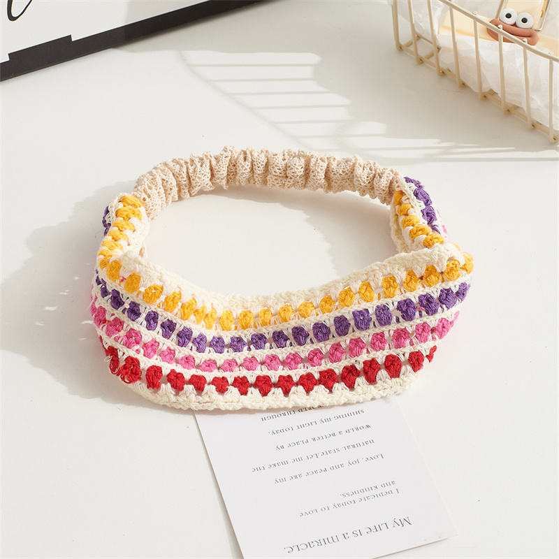 Women's Bohemian Knit Headband Cozy Ear Warmer Headband for Music Festival/Christmas/Travel Vintage Hippie Hair Accessories