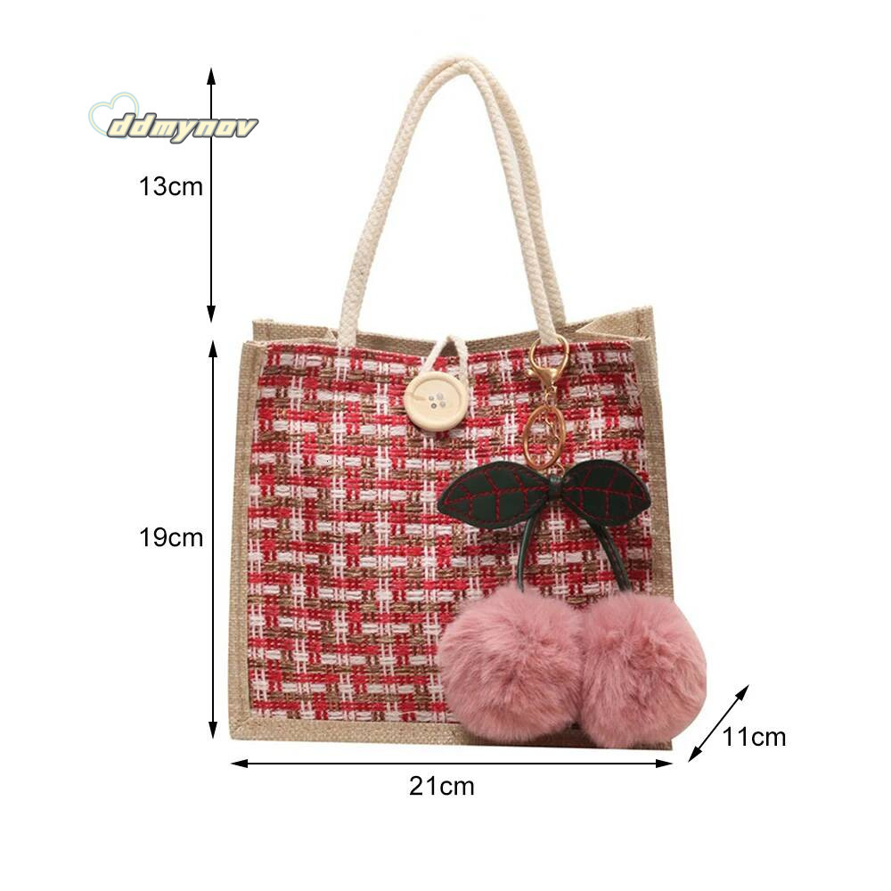 Retro Braided Pattern Jute Tote Large Capacity Grocery Women Handbag Beach Organizer Portable Shopping Lunch Bag ddmynov
