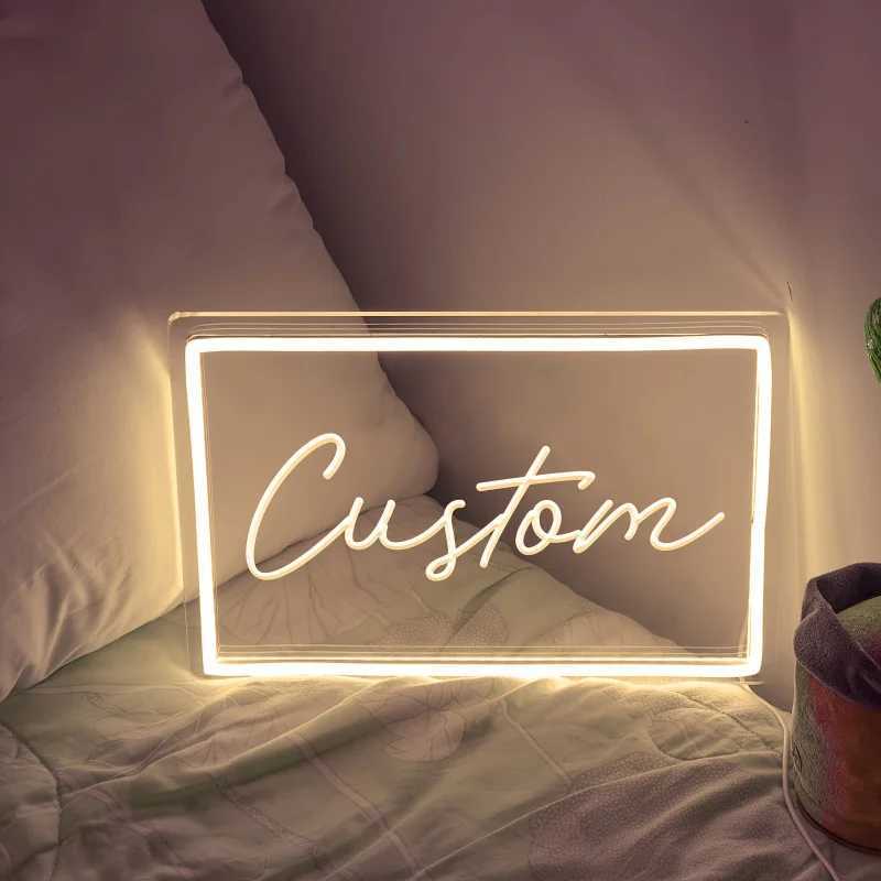 Custom LED Neon Sign Personalized Round Pink Wall Art for Bedroom Home Decor USB Powered Wedding Decoration Personalized Light W250526