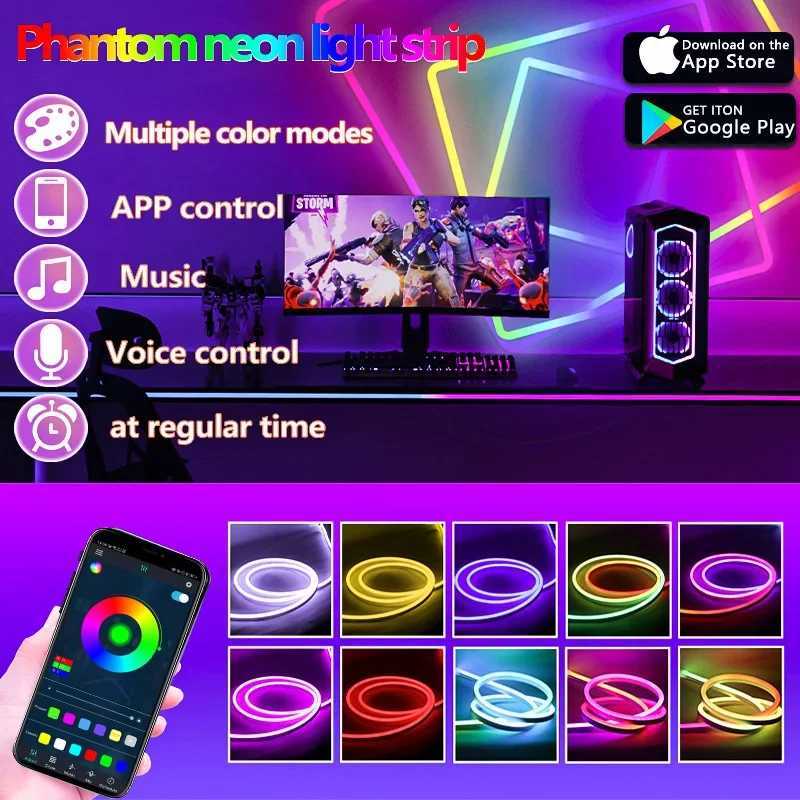 Bluetooth RGBIC Neon LED Strip Lights LED Waterproof Rope Light with Music Sync DIY Dreamcolor Chasing Strip Tape for Home Decor W250526