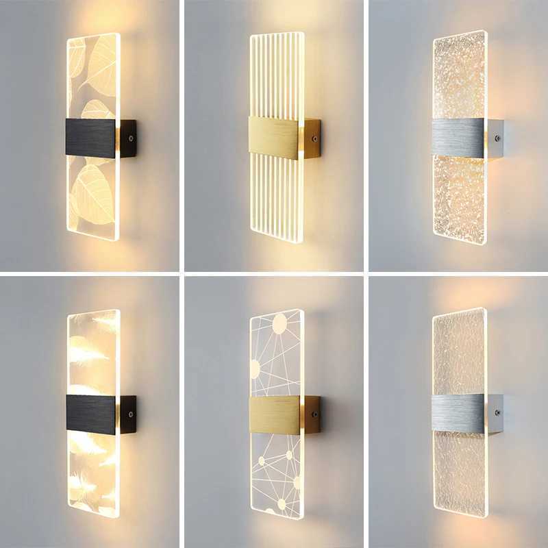 LED Wall Lamp Laser Acrylic Modern Nordic Sconce Lamps LED Indoor Wall Lights Bedroom Living Room Bedside Light 27cm 6W 85-265VXJ250526