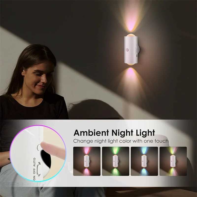 Motion Sensor Wall Light with 7 Colors Wireless Wall Lamp LED Indoor Up and Down Wall Sconce Portable Night Lights for BedroomXJ250526