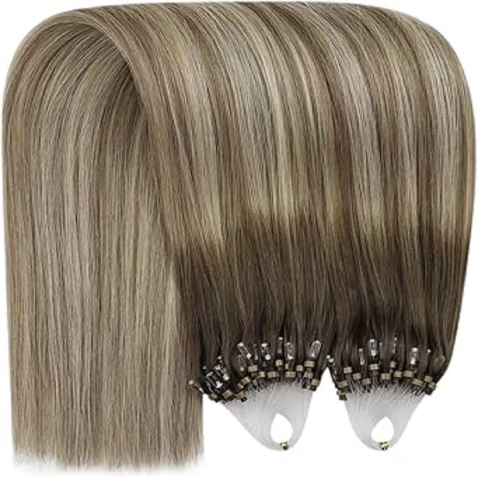 See Micro Loop Hair Balayage Color Real Human Hair Invisible Natural Hair Extension Brazilian Hair 14-24Inch 50G S25526